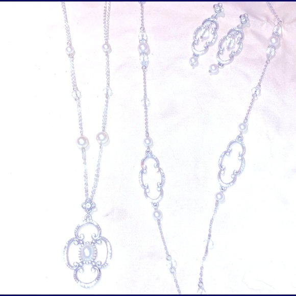 3 BRIGHTON BELLISSIMA pieces 2 pearl Swarovski necklaces & earrings HARD 2 FIND - Picture 3 of 16